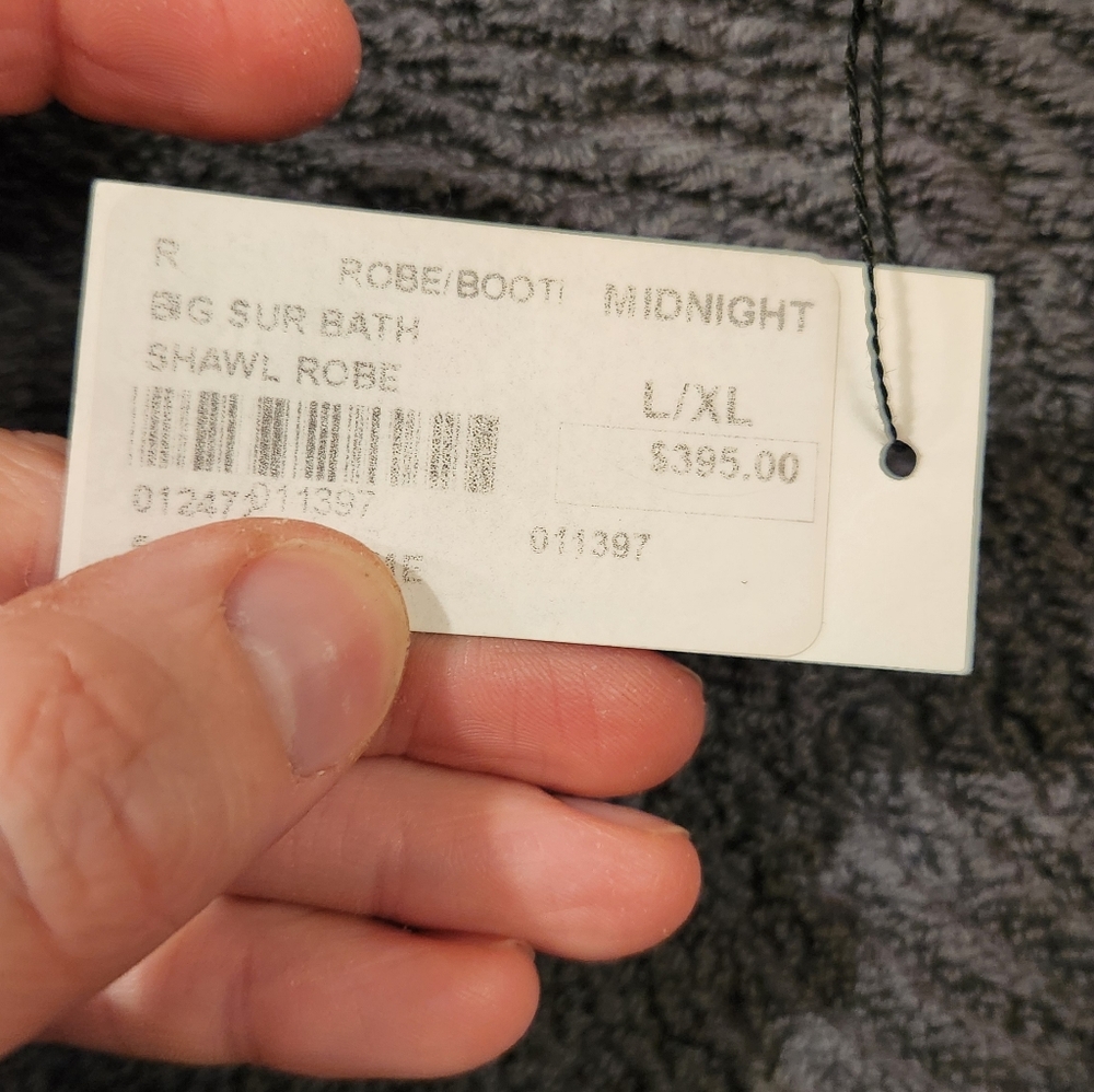 NWT Big Sur Shawl Luxurious Italian Cotton And Linen Bath Robe Grey Size L/XL - Picture 10 of 10